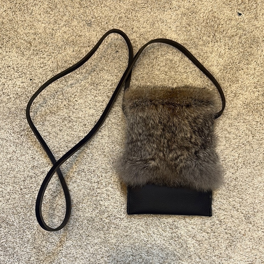Faux Fur and Leather Crossbody Bag
